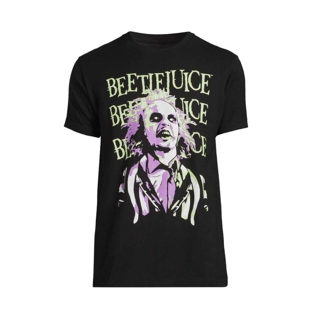 Beetlejuice Men's Size XL (46-48) Graphic Tee with Short Sleeves Black